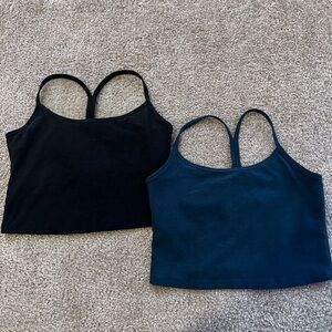 Set of 2 Cropped Workout Tanks with Built in Sports Bra